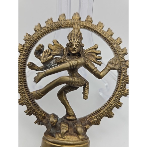 VINTAGE Shiny Dancing Shiva Nataraja Shiva‎ Hindu God Brass Statue 4" - Picture 7 of 16
